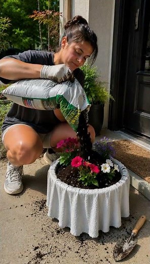 🌿 Turning an Old Towel Into a Luxury Cement Flower Pot 🏺 | Amazing DIY Cement Craft