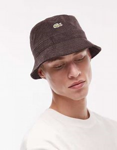 Lacoste cord bucket hat in chocolate | ASOS