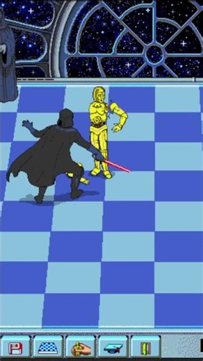 STAR WARS Chess - Darth Vader(Queen) vs. C3PO(Bishop) - Fight - Dark Side - MS-DOS #starwars #chess