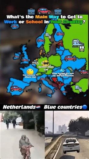 What’s the main way to get to work or school in your country? 🚘 #europe #geography #mapping #memes