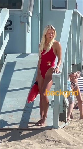 #Livvy Dunne turns heads in iconic red swimwear while filming the #Baywatchreboot