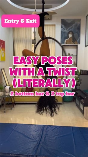 Aerial Silks, Aerial Hoop, Aerial Hammock & Flying Pole on Instagram: "I couldn’t decide on three so instead went for two bottom bar and two top bar poses so there is something for everyone. Give them a try 🙌🏼 They are simple poses but simply by adding a twist of our bodies, they become something else that looks more complicated 🥰 #aerialists #aerialhoop #aerialhoopposes"