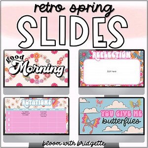 Retro Spring Google Slides and PowerPoint Slides with Timers