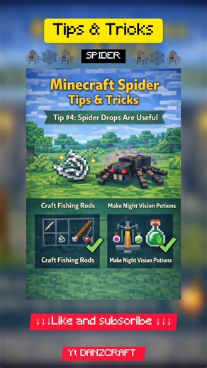 SPIDER Tips & Tricks (Minecraft) #minecraft #spider #spidereye #hostile #mobs