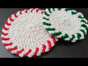 DIY Crochet Peppermint Coaster - Easy Holiday Crochet Tutorial for Beginners! #madebyyuma