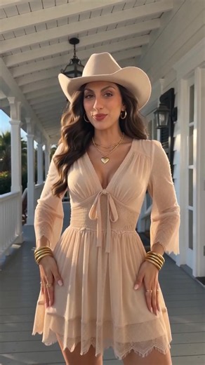 Sheer polka dot mesh lace mini dress with tie waist & ruffle bell sleeves for boho western looks. #BohoLaceDress #MeshMiniDress #RuffleSleeveDress #CountryConcertOutfit #WeddingGuestDress