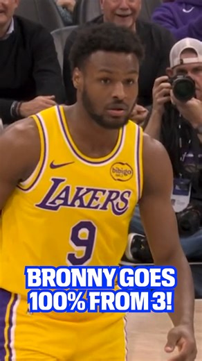 BRONNY GOES 100% FROM THREE TONIGHT! 💨 They were two shots in junk time, but still made buckets! Watch the #NBA LIVE on ESPN via #Disney