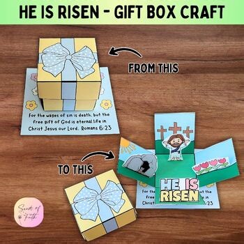 Easter He Is Risen 3D Folding Bible Craft, Holy Week Jesus Resurrection Activity