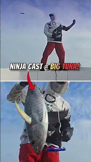INSANE NINJA CAST! tuna fishing with longline lure on boat #longline #fishing #fish #tuna