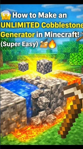 😱 How to Make an UNLIMITED Cobblestone Generator in Minecraft! (Super Easy) ⛏️🔥