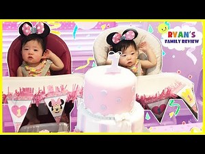 TWIN BABY'S FIRST BIRTHDAY PARTY Part 2! Surprise Party and outdoor inflatable water slide