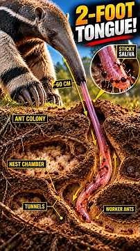 This Animal Has a 2-Foot Tongue That Works Like a Vacuum! 🤯🐜 #GiantAnteater #Anteater #AnimalScience