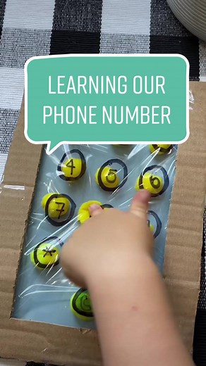 A fun way to practice learning our phone number! #ideasforkids #toddlermom #sensorybag #momtok #sensoryplay