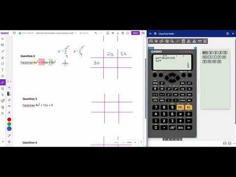 Factorisation of Quadratic Expressions using Casio fx-97SG X Question 2