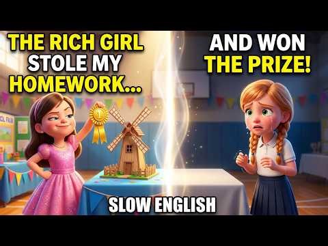 The Rich Girl Stole My Homework... And Won the Prize | Slow English Practice