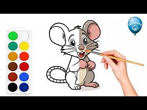 🐭 How to Draw and Color a Cute Mouse Step by Step 🌈 Easy Mouse Drawing for Kids | Kidosphere