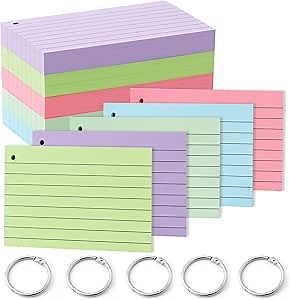Yougeigy 500 Pieces Index Cards, 3x5 Inches Colorful Ruled Notecards with Spiral, Flash Cards, Study Cards Note Pad Paper for Taking Notes and Reminders, Work, College, School(100 Sheets per Color)