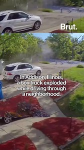 A home security camera captured a truck explosion in Addison, Illinois, as it drove through a residential neighborhood. The driver sustained only minor injuries. #AddisonIllinois #TruckExplosion #SecurityCameraFootage #VehicleExplosion #CaughtOnCamera | Brut