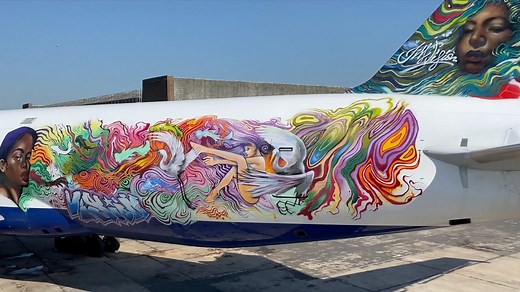 Planes turned into graffiti canvasses by street artist
