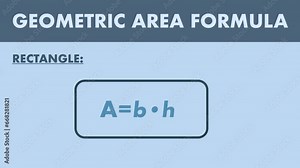Animated geometric area formula of a rectangle. Basic mathematic formula.
