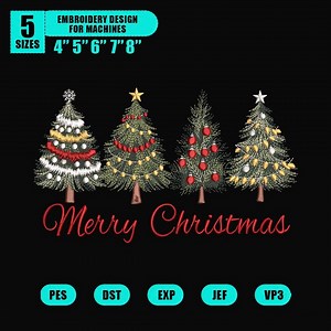 Extra Fluffy Vintage Classy Christmas Tree Christmas Lights Holiday Merry Christmas Machine Embroidery Designs 5 Size Inches Clothing - Etsy