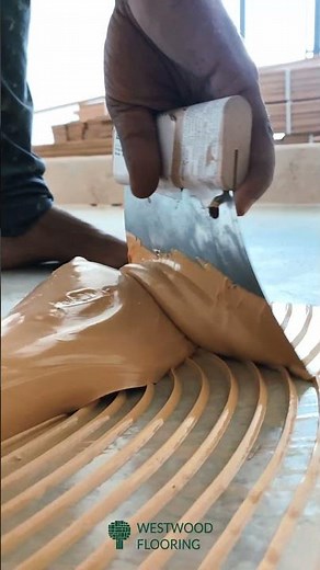 Wooden floor laying process using Bona Quantum (Flooring Silane-Based Adhesive) #shorts