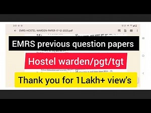 Emrs hostel warden previous year question papers English& Hindi@emrs hostel warden