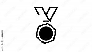 medal athlete winner award line icon animation