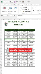 52K views · 684 reactions | Como resaltar con color la fila activa #Excel #office #tutorial | El Pollo Excel-ero | Facebook