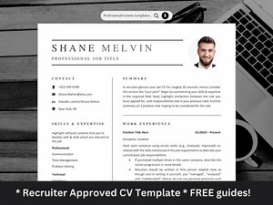 Modern Black Resume Template | Professional CV for Word, Pages, Google Docs (digital Download) - Etsy