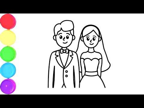 Cute Bride and Groom Drawing, Painting & Coloring For Kids and Toddlers_ Child Art