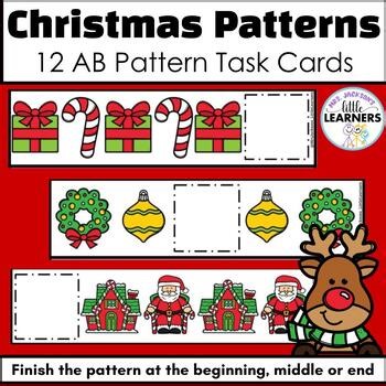 Christmas Patterns Task Cards | Math Center Activity | AB Pattern Sequencing