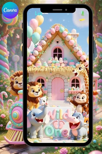 Safari Jungle Birthday Video Invitation Wild One Canva Editable Animal Theme First Party Digital Download - Etsy