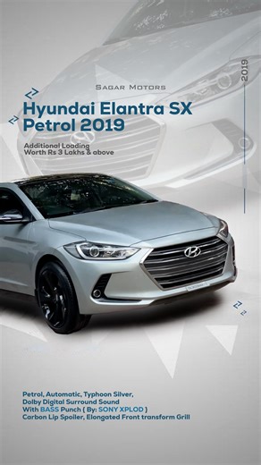 SAGAR MOTORS®️ on Instagram: "🔗 HYUNDAI ELANTRA 🔗 = > AGGRESSIVE TRANSFORMATION [ AVAILABLE IN STOCK NOW ] [ DM / CALL FOR PRICE ] 🔗 HYUNDAI ELANTRA 🔗 = > AGGRESSIVE TRANSFORMATION 2019 AUGUST ,' SX [ PETROL ] ', PETROL , AUTOMATIC TRANSMISSION , DONE 57,000 KMS , TYPHOON SILVER COLOUR , DL REGISTRATION , 1st OWNER • WITH SUNROOF • PUSH BUTTON START • KEY LESS ENTRY • PROJECTOR HEADLIGHTS & LED TAILLIGHTS • TOUCH SCREEN MUSIC PANEL • STEERING MOUNTED CONTROLS • CR