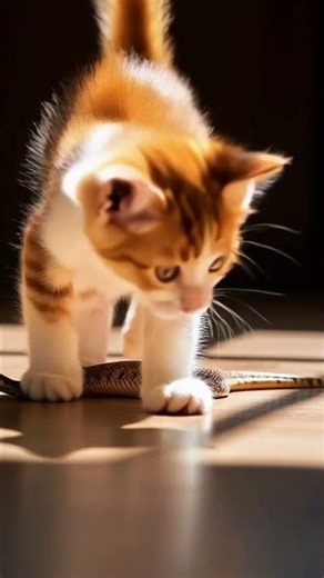 Kitten vs Baby Snake 🐱🐍 #babyanimalfight #animalfight #animalplay