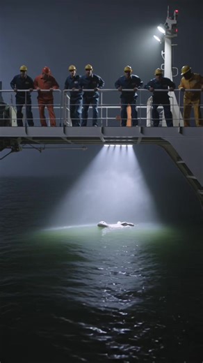 Giant Crocodiles Spotted Under Ship at Night