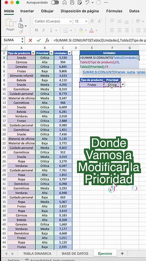 Sumar valores específicos con SUMAR.SI.CONJUNTO en Excel