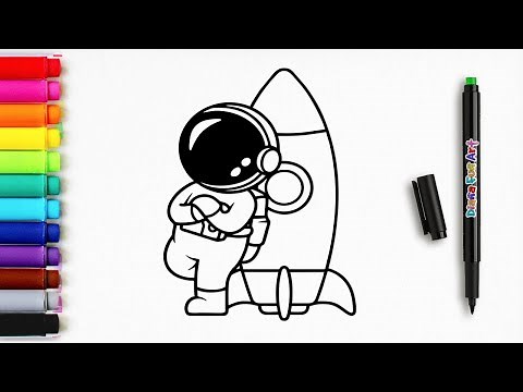 How to Draw a Astronaut | Cute Astronaut Lean Rocket Cartoon