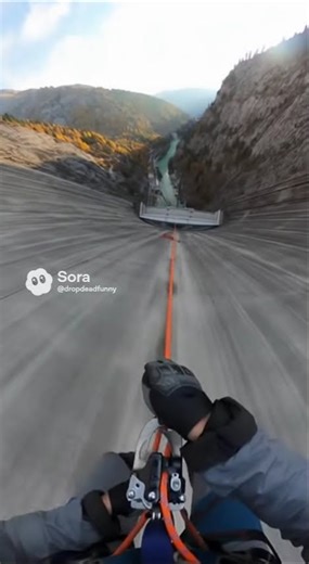 Dam Face Rope Descent to Walkway POV