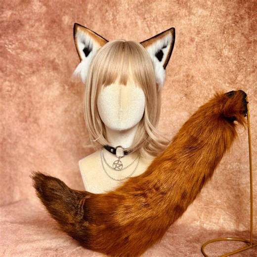 Faux Fur Fox Ears and Tail Set: Handmade Cosplay Costume - Etsy