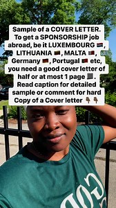 SAMPLE OF A COVER LETTER ✔️. To get a SPONSORSHIP JOB abroad, you need a good CV and A COVER LETTER . Note cover letter must be half or at most 1 page. Just like this one 👇🏻 EXAMPLE : APPLICATION FOR AN OFFICE ASSITANT 👇🏻👇🏻👇🏻👇🏻👇🏻 Dear Hiring Manager,I am writing to express my interest in the Office Assistant position at your company ( Write the company name ) . With a background in administrative support and a passion for organization, I am eager to contribute to the efficiency and s