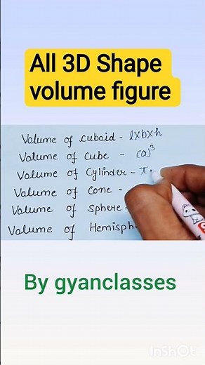 All 3D shape figure volume formulas #Basicmaths# youtubeShort