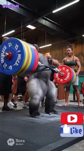 Ultra Huge Gorilla Lifts a Massive Weight at the Gym… Bodybuilders START APPLAUDING! 😱🦍💪 #shorts