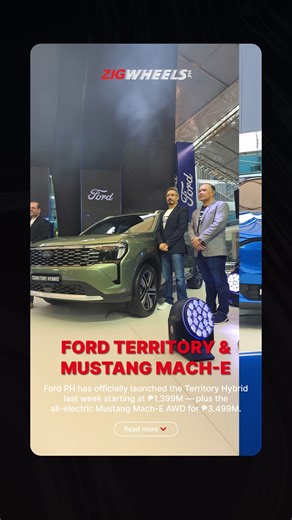 Ford Philippines has officially launched the new Territory Hybrid and the all-electric Mustang Mach-E, with prices starting at P1.399 million and P3.499 million. Are you excited about Ford's new hybrid and all-electric offerings in the Philippines? Read more: https://tinyurl.com/4933yamc & https://tinyurl.com/4xmf725j #carlaunch #hybrid #electricvehicle #fordph #ford #territoryhybrid #mustangmachE #zigwheels #zigwheelsph | ZigWheels Philippines | Facebook