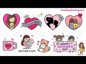 Cute Easy Drawing Video Collection | Mother’s Day Drawing Ideas - 60 Minutes Long - Videos For Kids