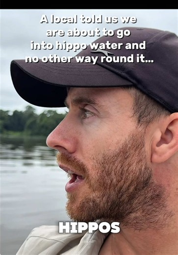 We were told by a local that there are hippos ahead under a bridge, we can’t go round so we have to go through…