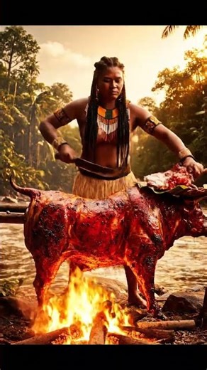 The Brave Chef of African Women. #cooking #primitiveplus #food
