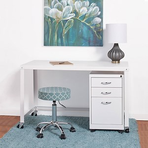 [Hot Item] Porch & Den Rockridge White 48-Inch Mobile Desk Rolling Cart