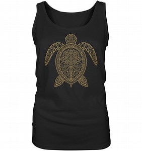 Ladies Tank Top | Golden Turtle on Dark - Etsy UK