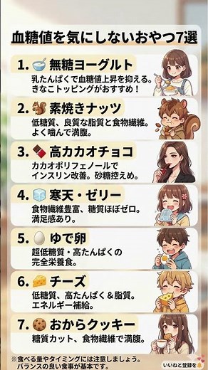【血糖値が上がらない】食べても太らない！ダイエット・糖尿病でも安心な「最強おやつ7選」｜空腹を我慢せず健康的に痩せる秘密のリスト